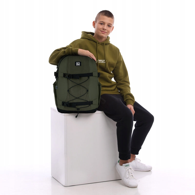 SCHOOL BACKPACK YOUTH GREEN WITH DRAWSTRING GoPack Brand GoPack