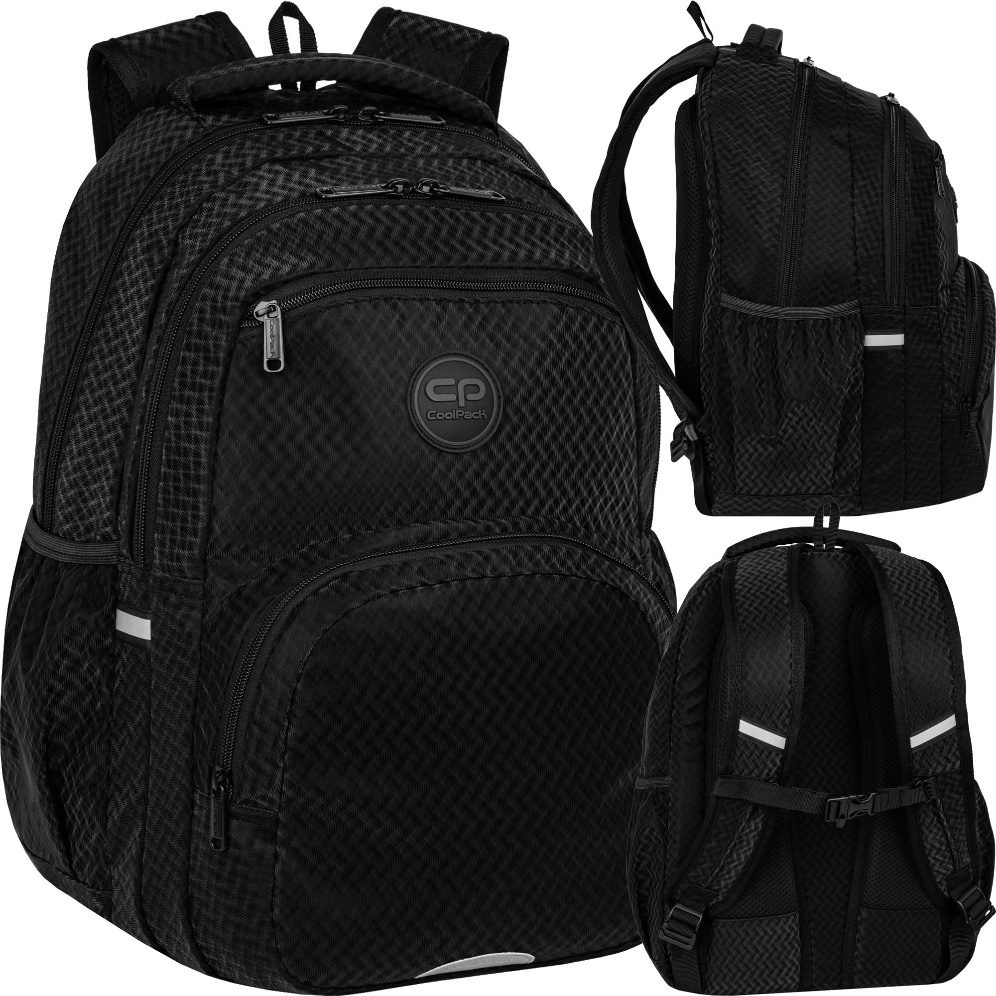 SCHOOL BACKPACK YOUTH PICK TRACE HERRINGBONE COOLPACK 3D THREE-DIMENSIONAL BLACK