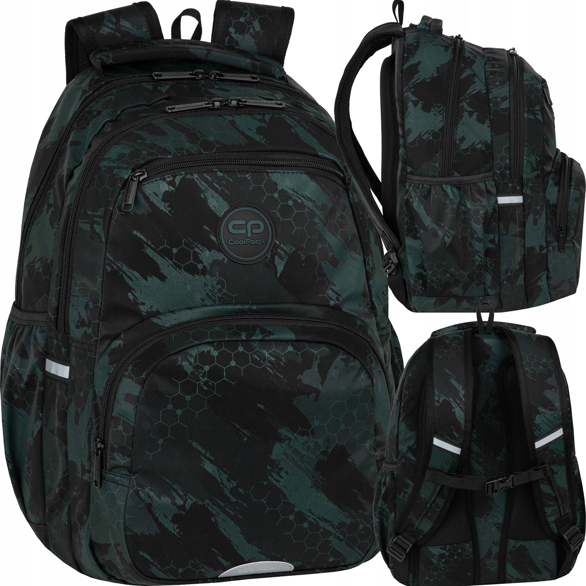 SCHOOL BACKPACK YOUTH PICK TRACE TECHNIC GREEN COOLPACK HEXAGON