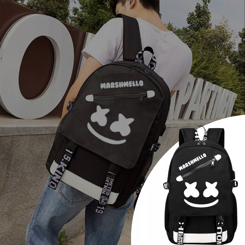 SCHOOL BACKPACK YOUTH REFLECTIVE MULTI-CHAMBER BLACK USB 35L ROOMY Manufacturer code Plecak szkolny wielokomorowy MARSHMELLO