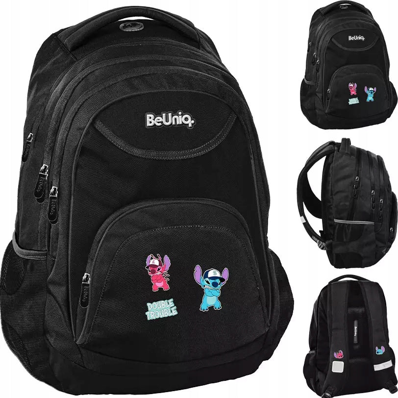 SCHOOL BACKPACK YOUTH SATCHEL BLACK LILO & STITCH STICH