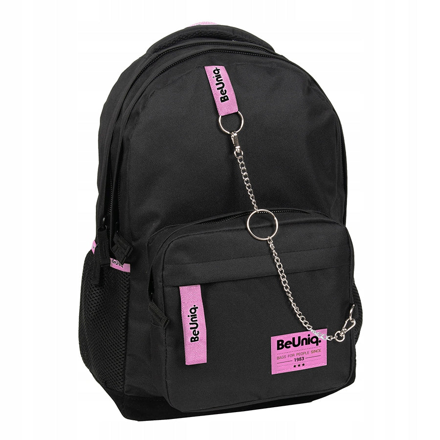 SCHOOL BACKPACK YOUTH SATCHEL BeUniq URBAN BLACK - PINK