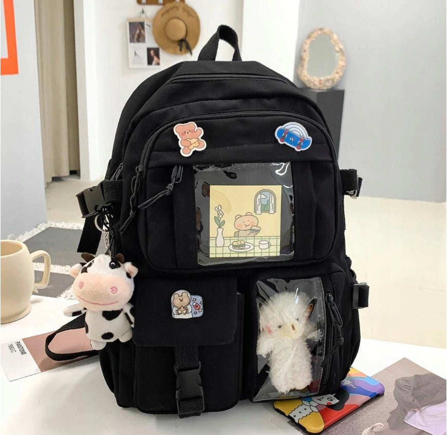 SCHOOL BACKPACK YOUTH SATCHEL FOR SCHOOL PINS PADLOCK BEAR Packaging status original