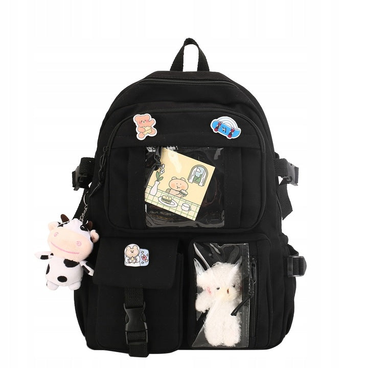 SCHOOL BACKPACK YOUTH SATCHEL FOR SCHOOL PINS PADLOCK BEARS