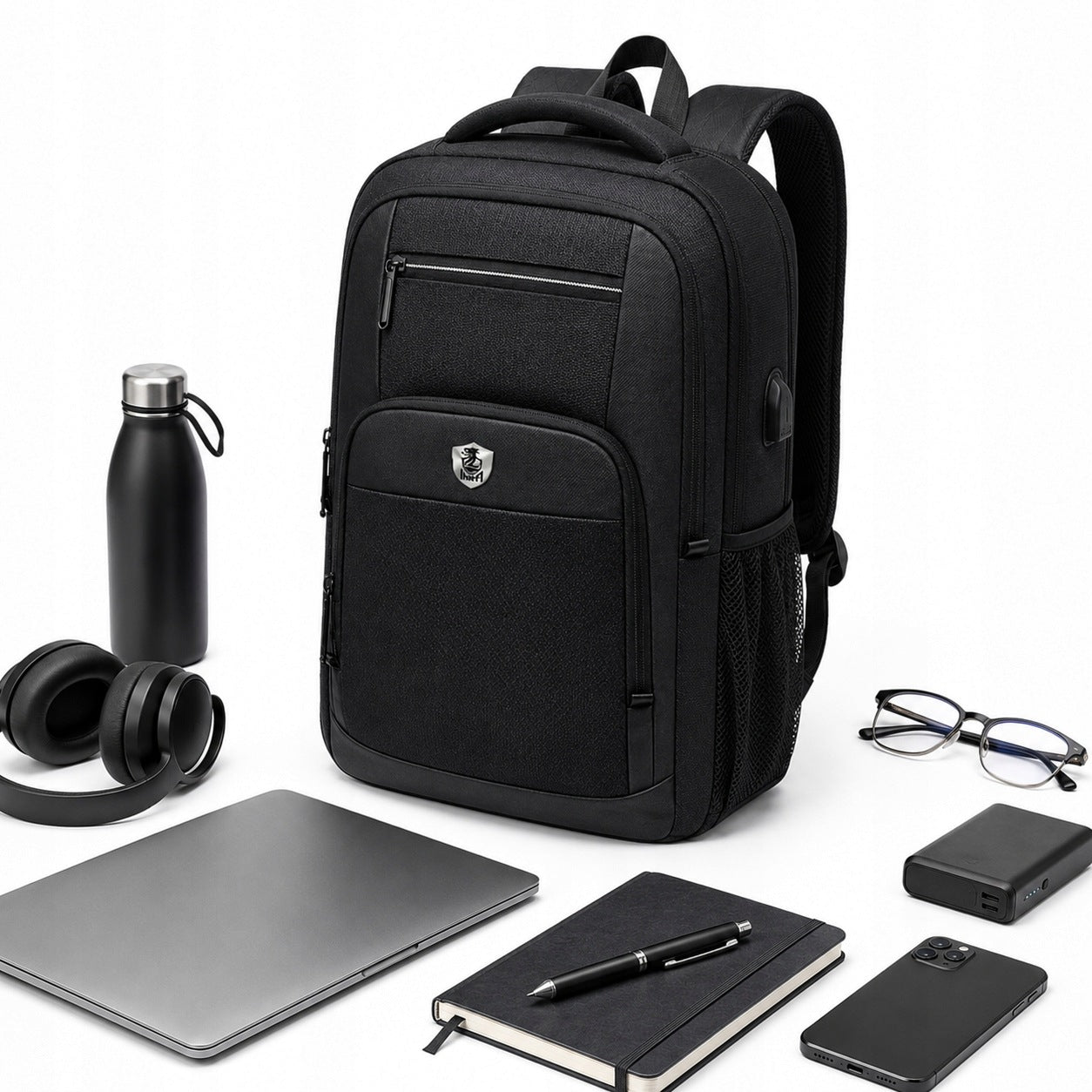 SCHOOL BACKPACK YOUTH SATCHEL MULTI-CHAMBER BLACK WOMEN'S MEN