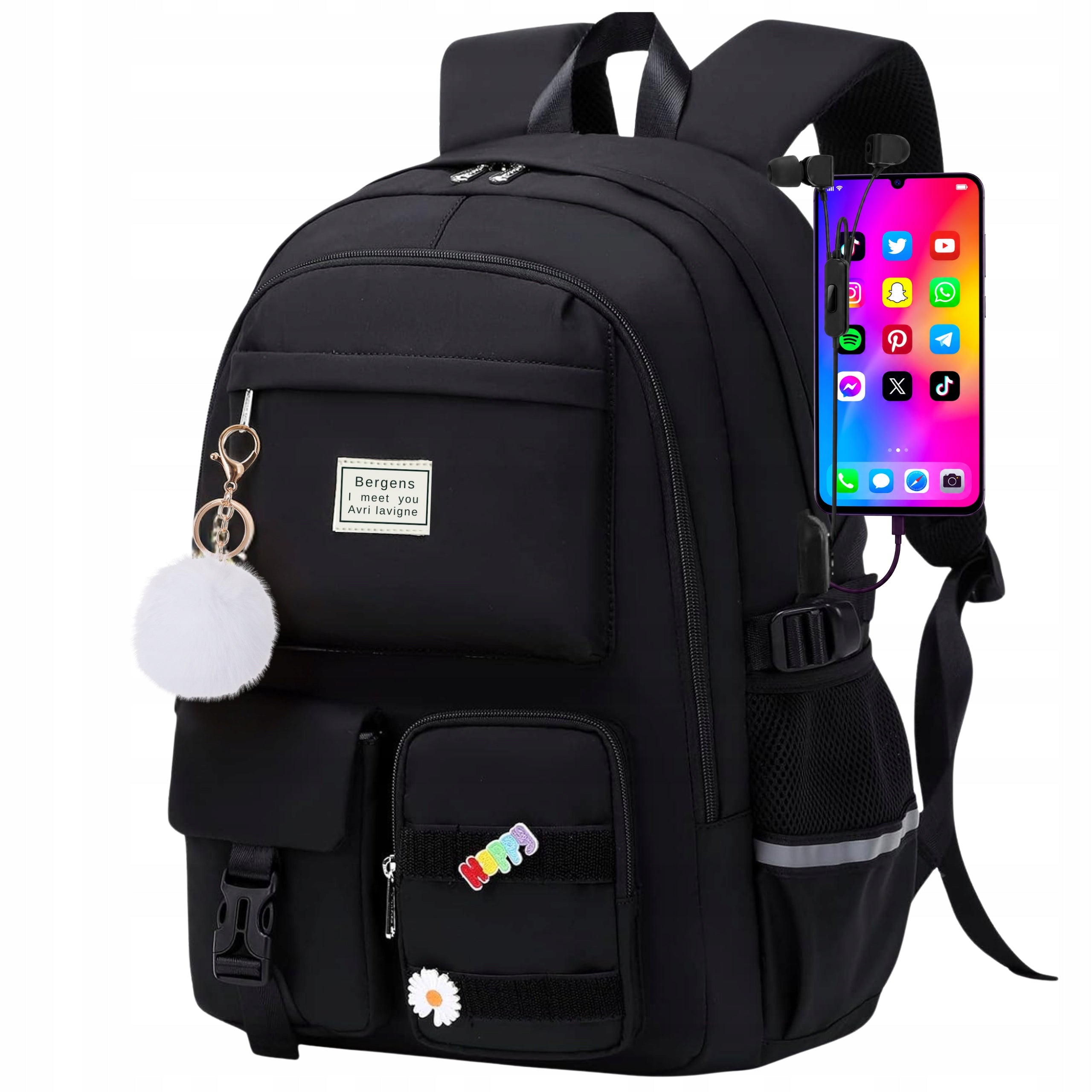 SCHOOL BACKPACK YOUTH SATCHEL PENCIL CASE LUNCHBOX BREAKFAST C BLACK Manufacturer code PLECAK PIÓRNIK BERGENS