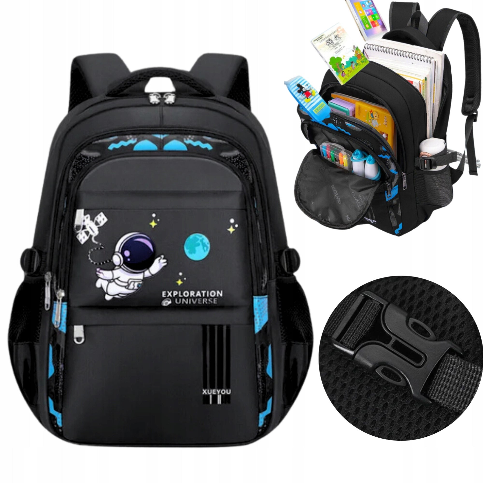 SCHOOL BACKPACK YOUTH SATCHEL ROOMY BLACK FOR BOY CLASS 4-6 Manufacturer code DG-PL-CZN-28