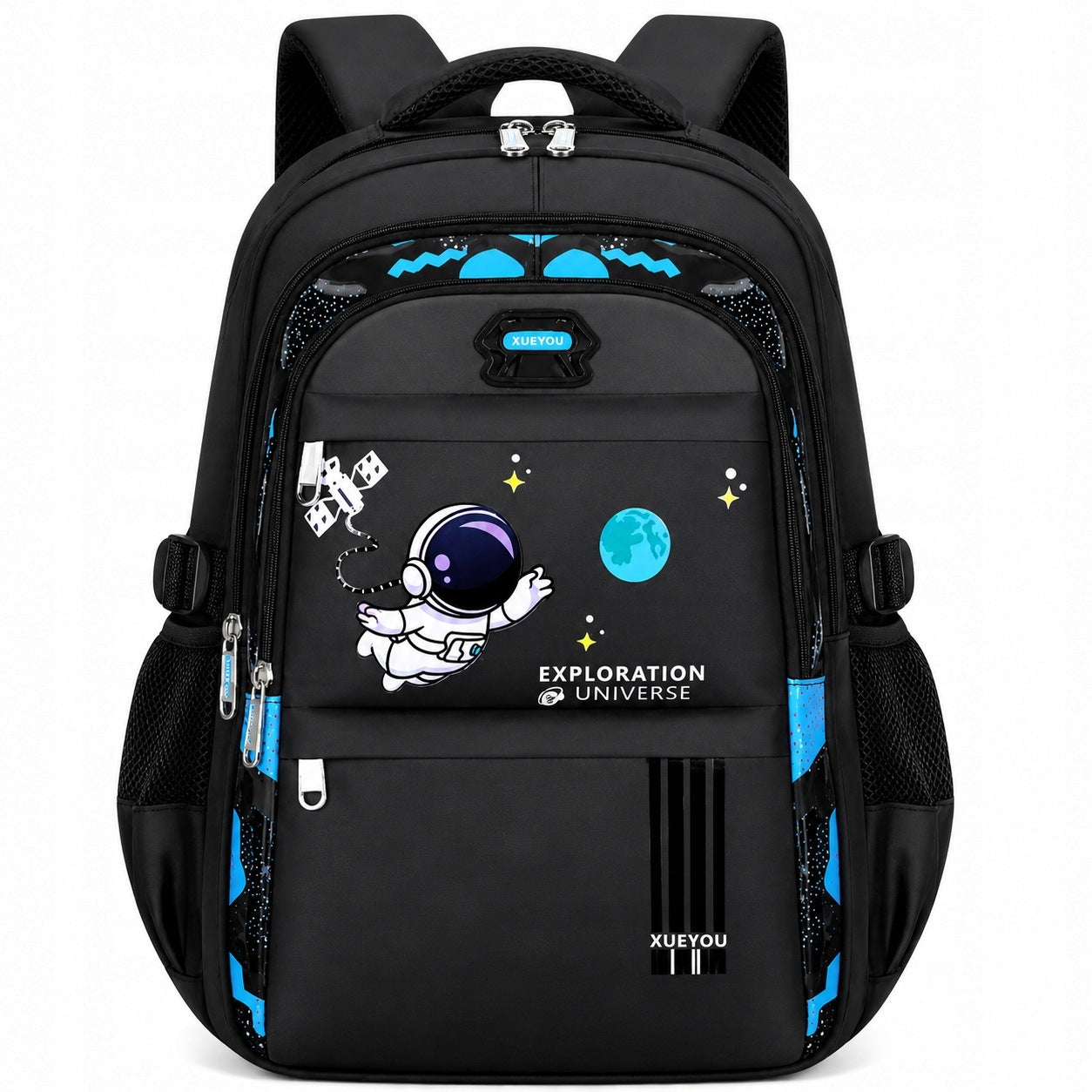 SCHOOL BACKPACK YOUTH SATCHEL ROOMY BLACK FOR BOY CLASS 4-6