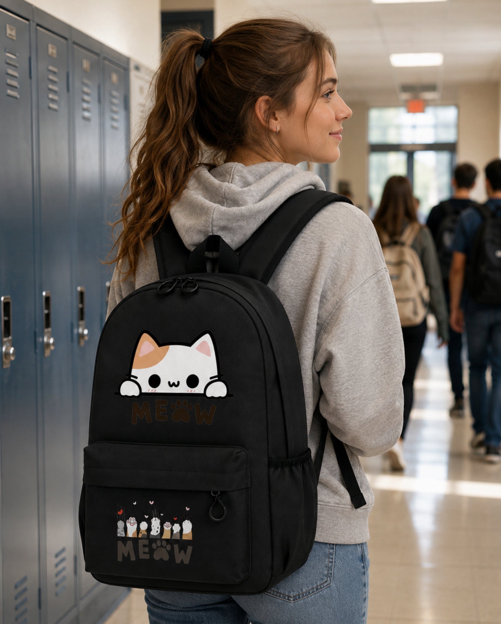 SCHOOL BACKPACK YOUTH SATCHEL ROOMY CAT BLACK FOR SCHOOL CLASS 4-6 Manufacturer code PLECAK36
