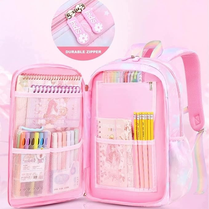 SCHOOL BACKPACK YOUTH SATCHEL ROOMY FOR GIRLS CLASS 1-3 PINK Packaging status original