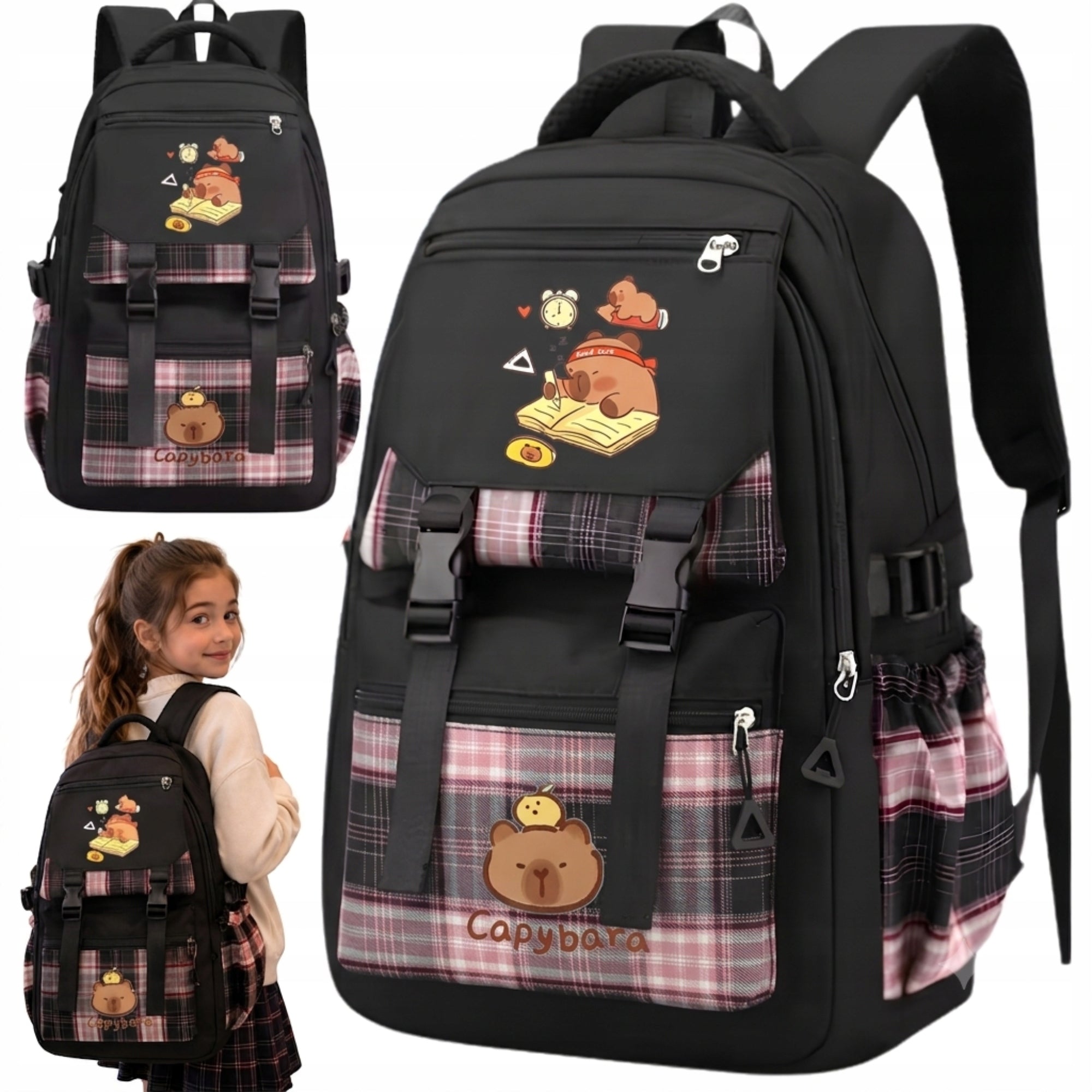 SCHOOL BACKPACK YOUTH SATCHEL ROOMY LARGE CAPYBARA FOR SCHOOL CLASS.4-6 Packaging status original
