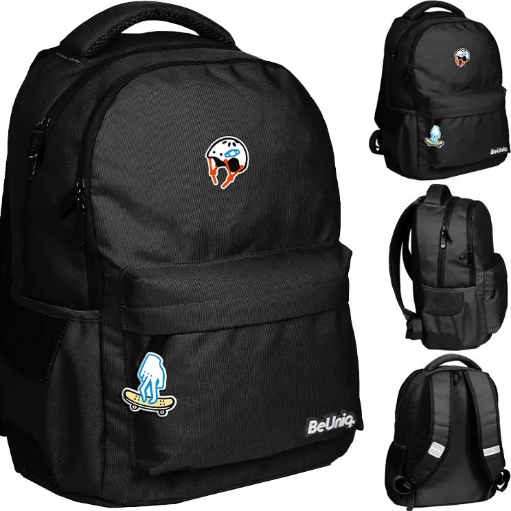 SCHOOL BACKPACK YOUTH SATCHEL SKATE BLACK SKATEBOARD