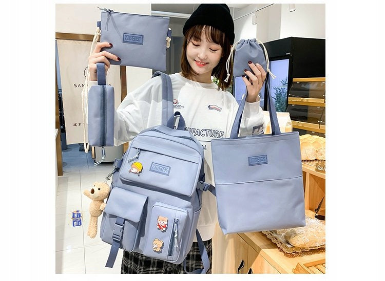 SCHOOL BACKPACK Youth Satchel SET 5in1 Large Pencil Case Bag Packaging status original