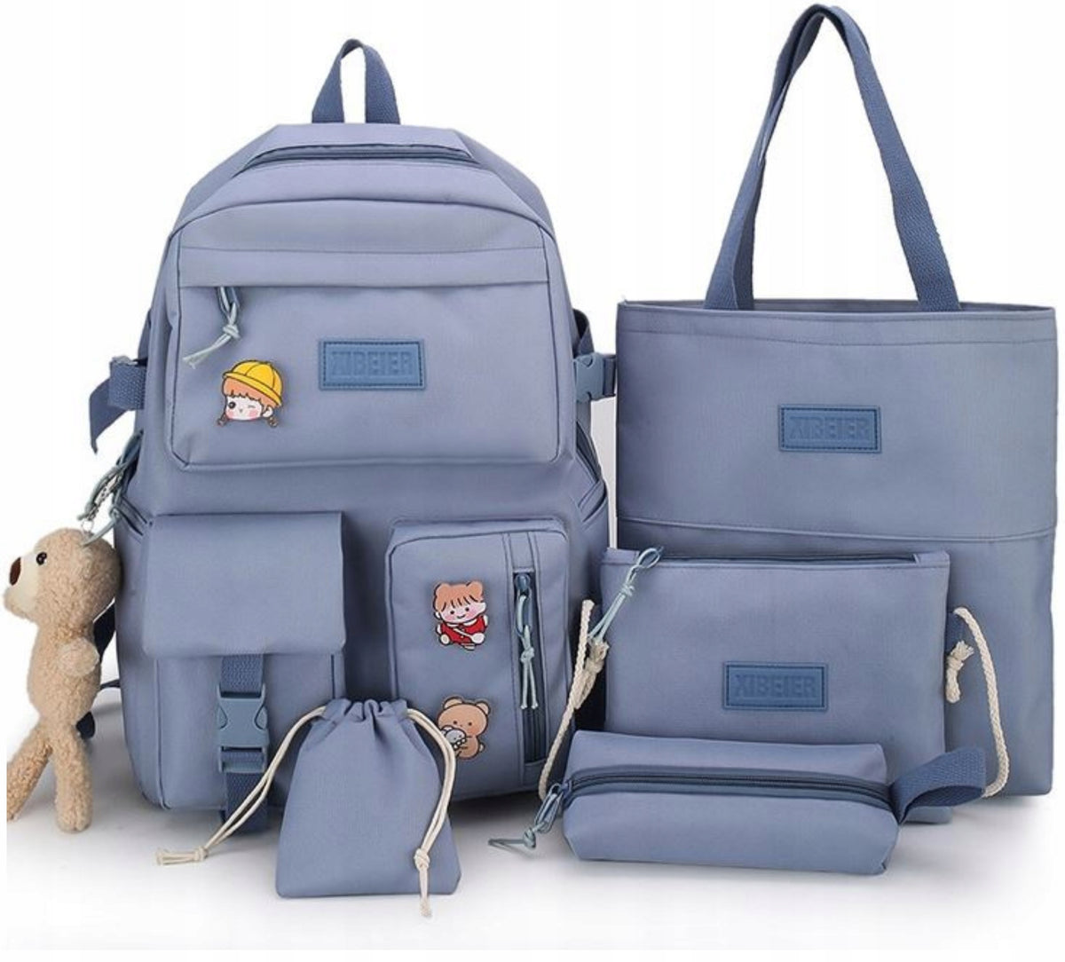SCHOOL BACKPACK Youth Satchel SET 5in1 Large Pencil Case Bag