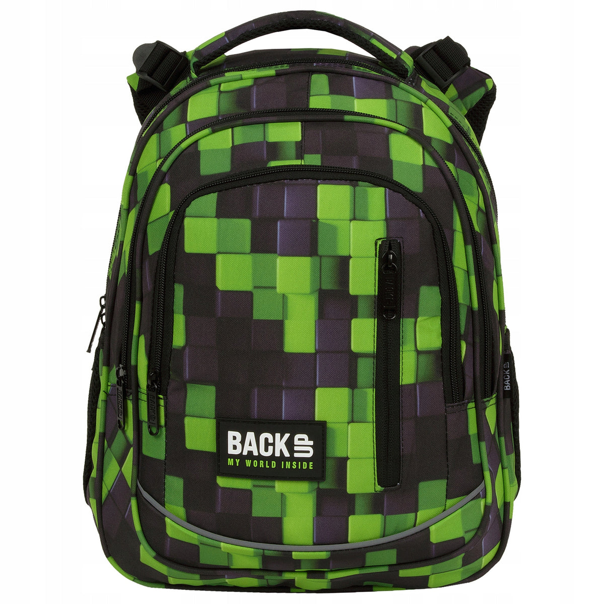 SCHOOL BACKPACK from 1 Class R52 BACKUP GREEN BLOCKS PIXELE 3D ADJUSTABLE SZE EAN (GTIN) 5901130101184