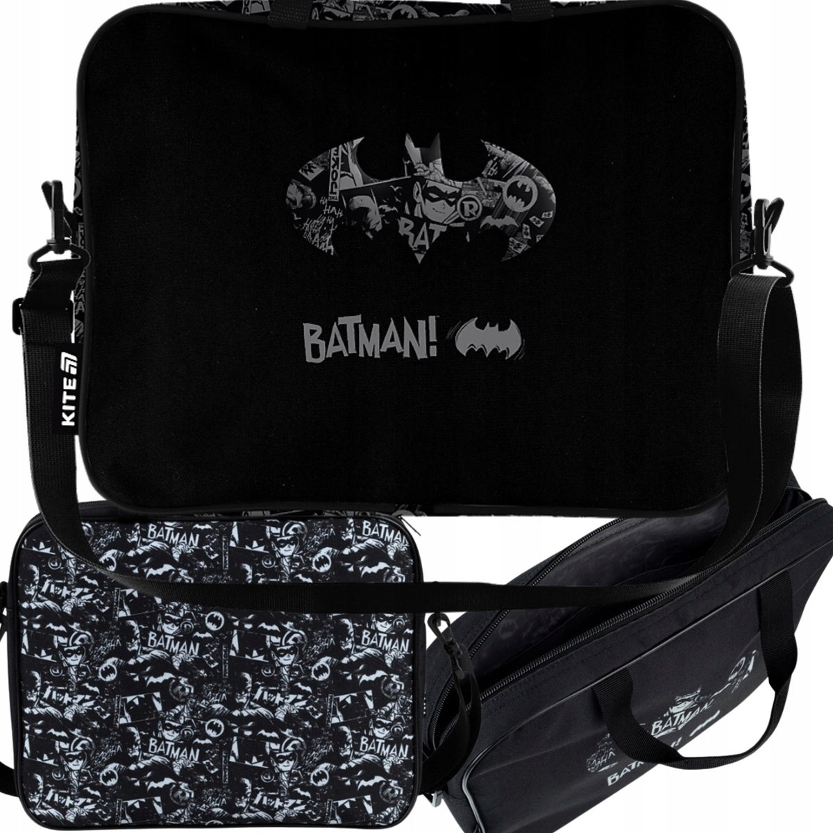 SCHOOL BAG A4+ BATMAN KITE BLACK FOR PLASTIC WITH STRAP 34X27X7 CM