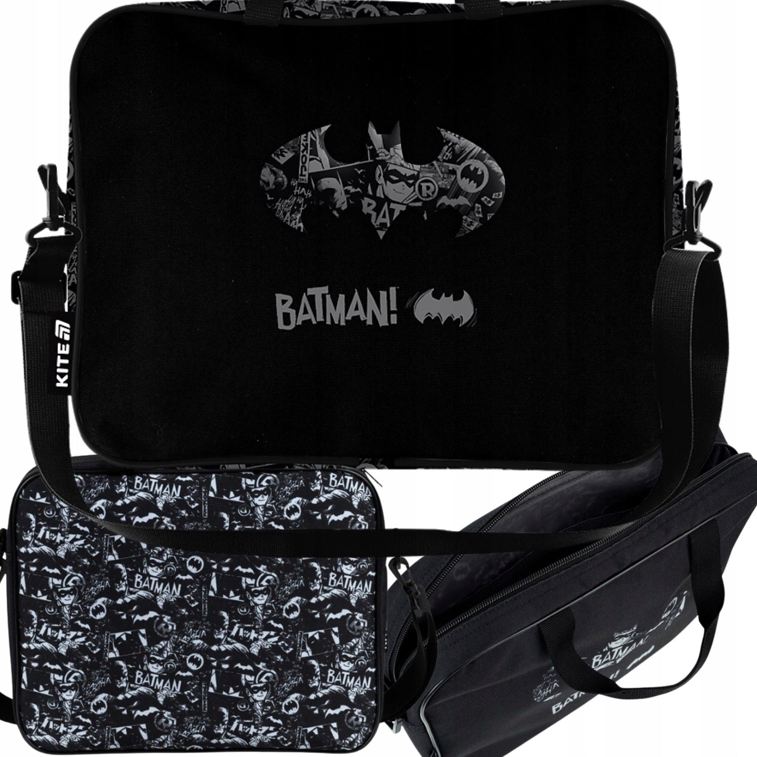 SCHOOL BAG A4+ BATMAN KITE BLACK FOR PLASTIC WITH STRAP 34X27X7 CM