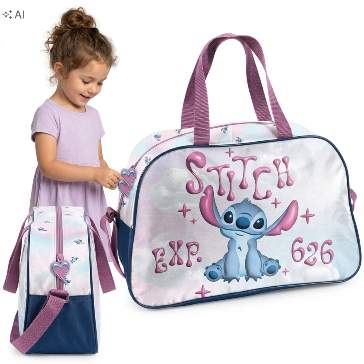 SCHOOL BAG SPORTS LILO STITCH FOR GIRLS PINK FOR SWIMMING POOL WF WHITE