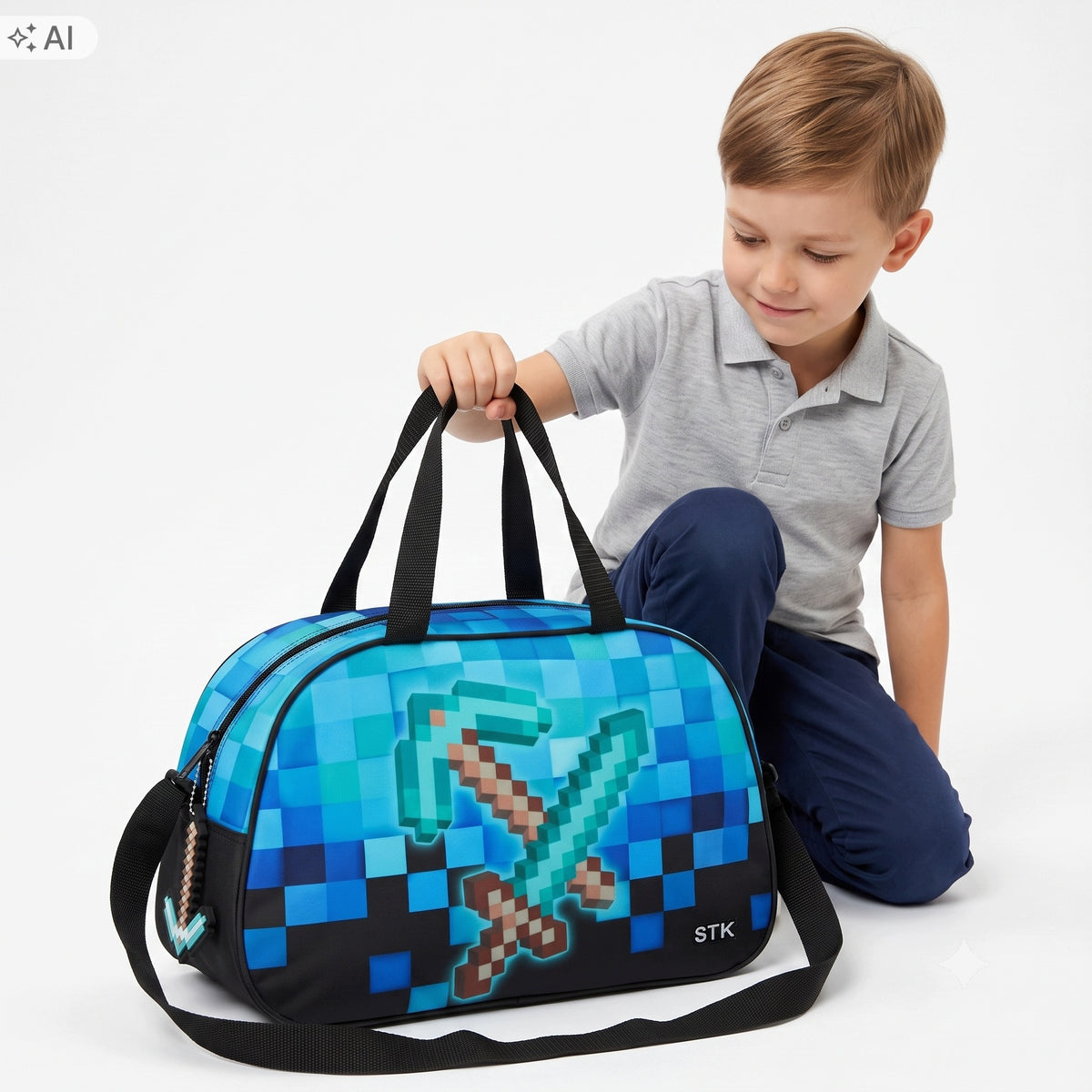 SCHOOL BAG SPORTS PIXELS PICKAXE SWORD FOR BOY PIXEL LARGE