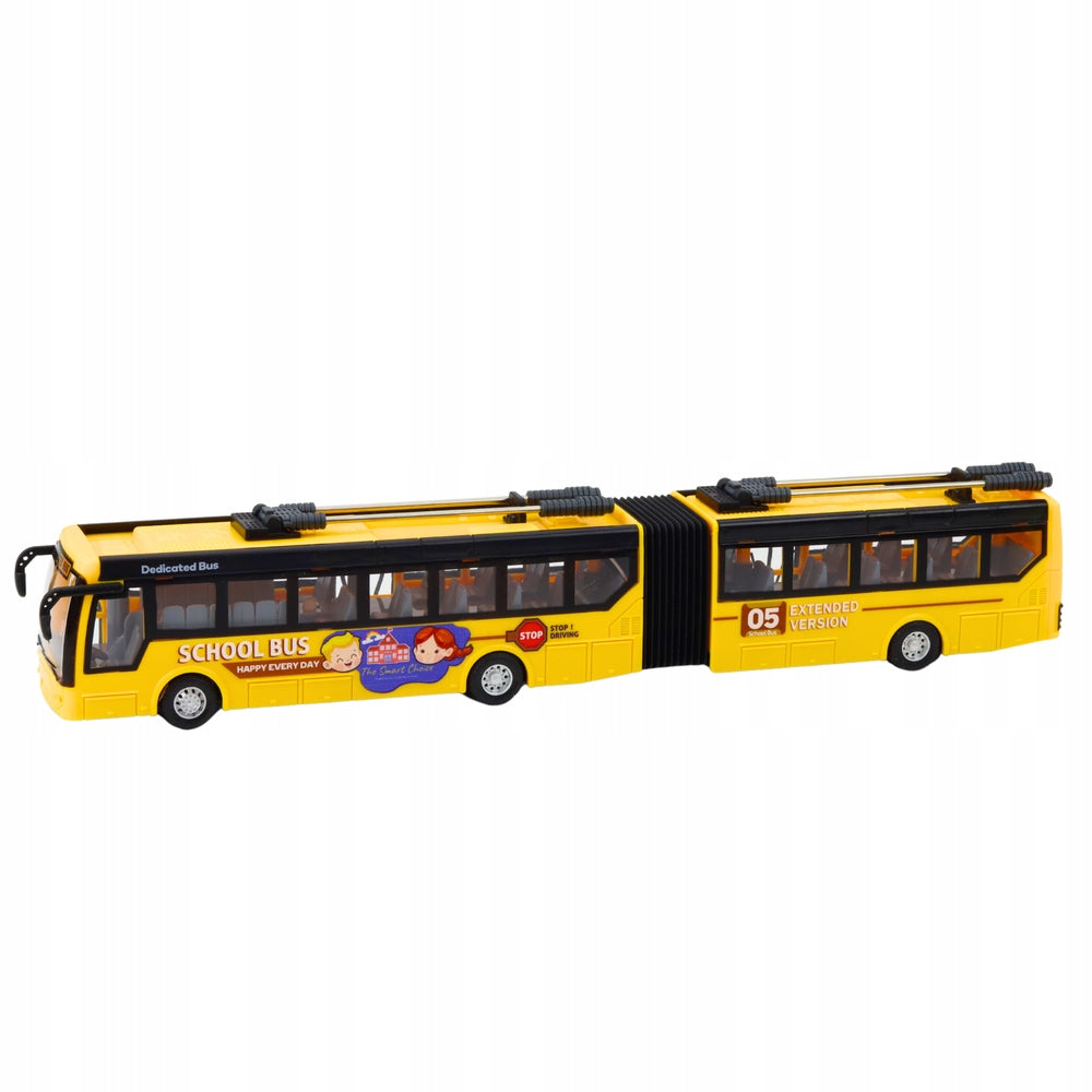 SCHOOL BUS TROLLEYBUS ARTICULATED REMOTE CONTROLLED CONTROLLER R/C YELLOW Batteries included no