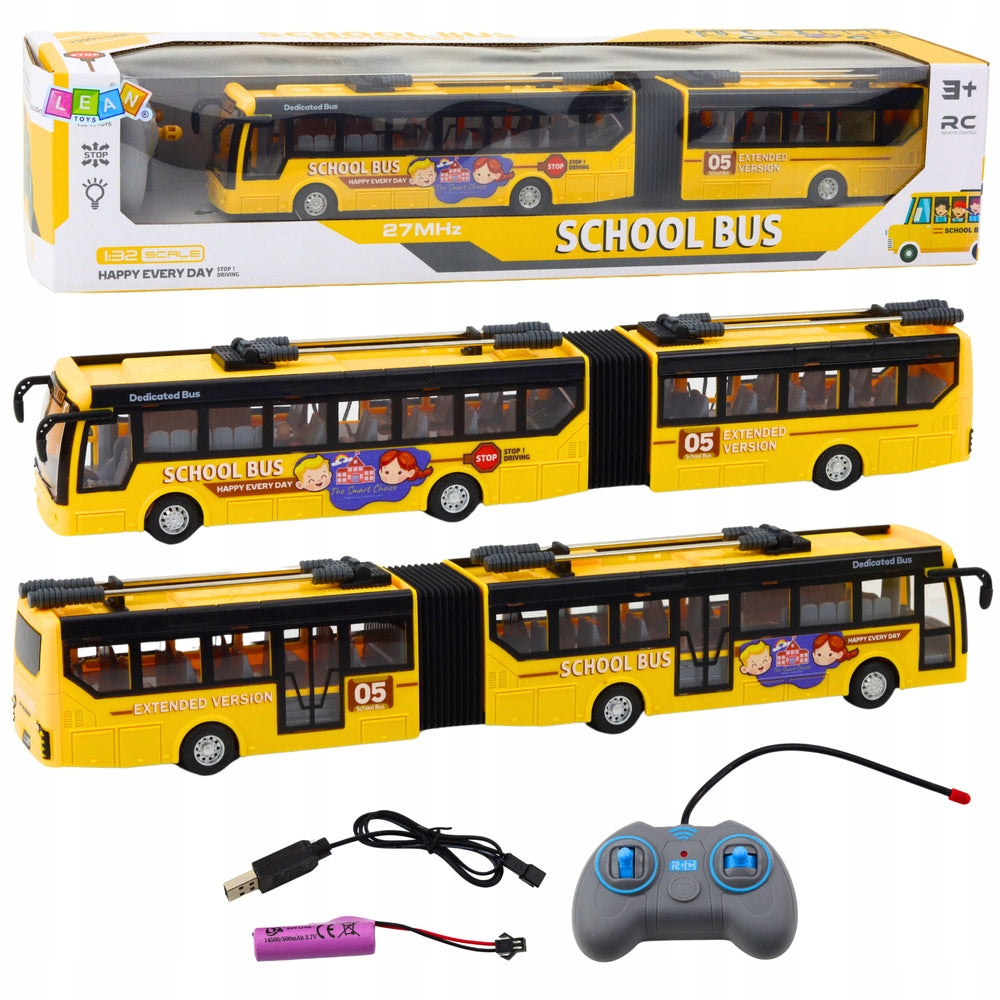 SCHOOL BUS TROLLEYBUS ARTICULATED REMOTE CONTROLLED CONTROLLER R/C YELLOW Brand no brand
