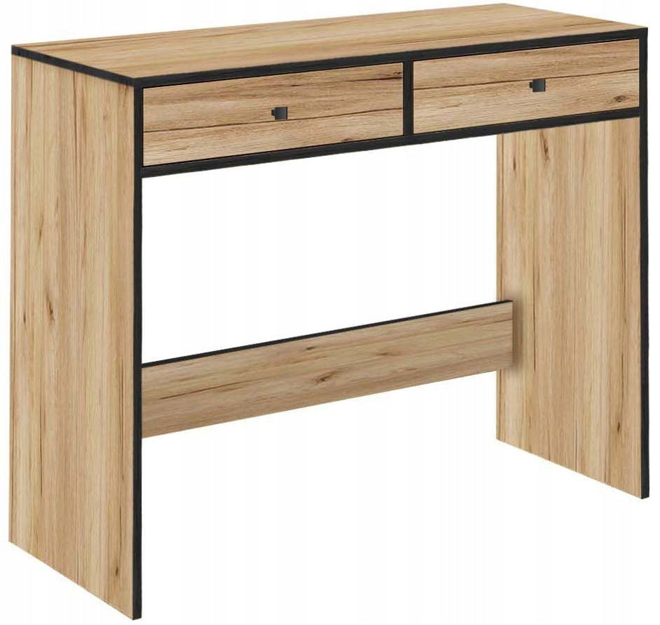 SCHOOL DESK TABLE CONSOLE DRAWERS OAK GOLD