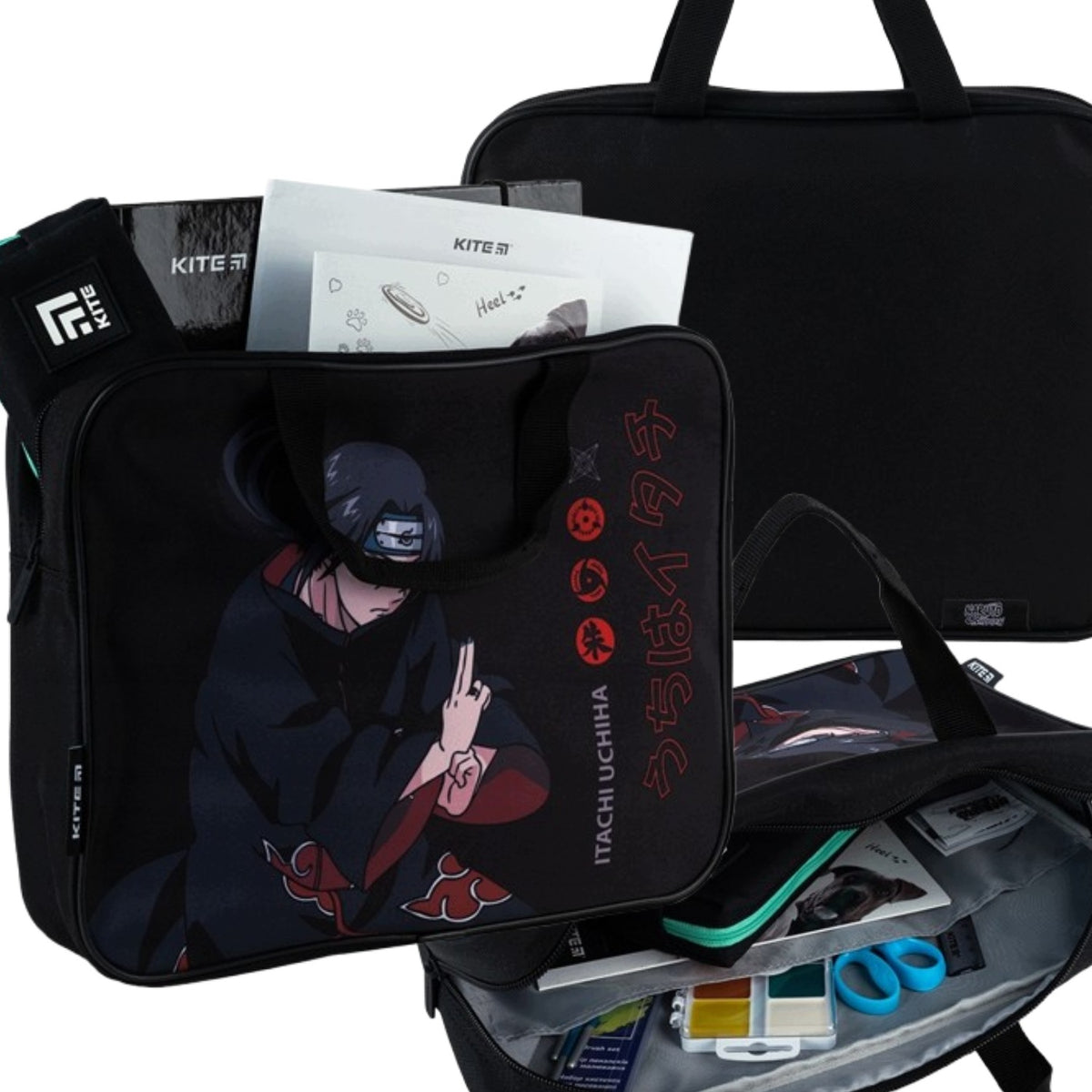 SCHOOL FOLDER BAG A4+ NARUTO KITE BLACK FOR PLASTIC 34X27X7 CM BOY