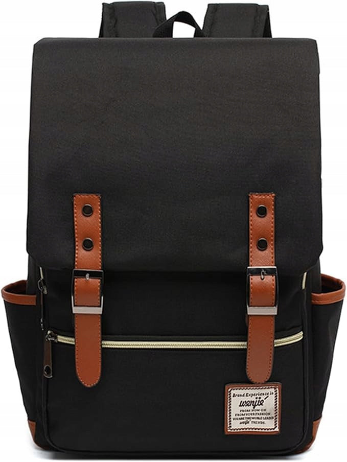 SCHOOL OXFORD BACKPACK FOR CITY LAPTOP 15,6" RETRO CASUAL VINTAGE BLACK Brand no brand