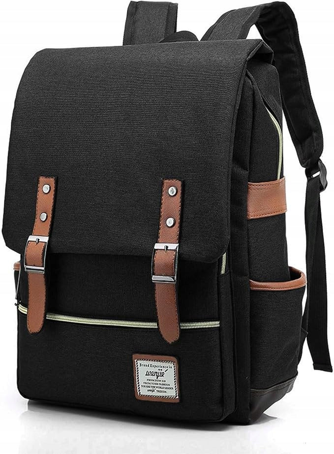 SCHOOL OXFORD BACKPACK FOR CITY LAPTOP 15,6" RETRO CASUAL VINTAGE BLACK EAN (GTIN) 5905930821341