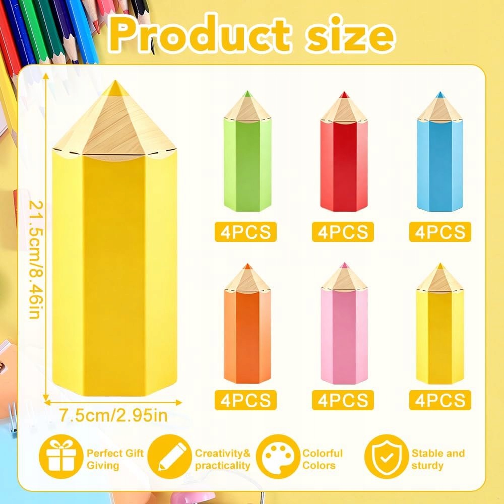 SCHOOL PENCIL GIFT BAG 24 PIECES 6 COLORS SET Brand ER