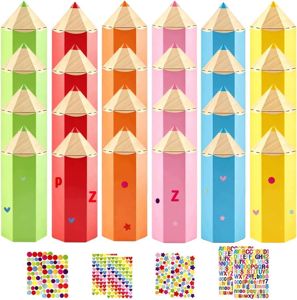 SCHOOL PENCIL GIFT BAG 24 PIECES 6 COLORS SET