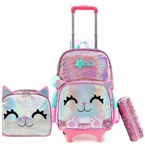 SCHOOL SATCHEL UNICORN NYLON FOR GIRLS WITH ROLLERS FOR KIDS