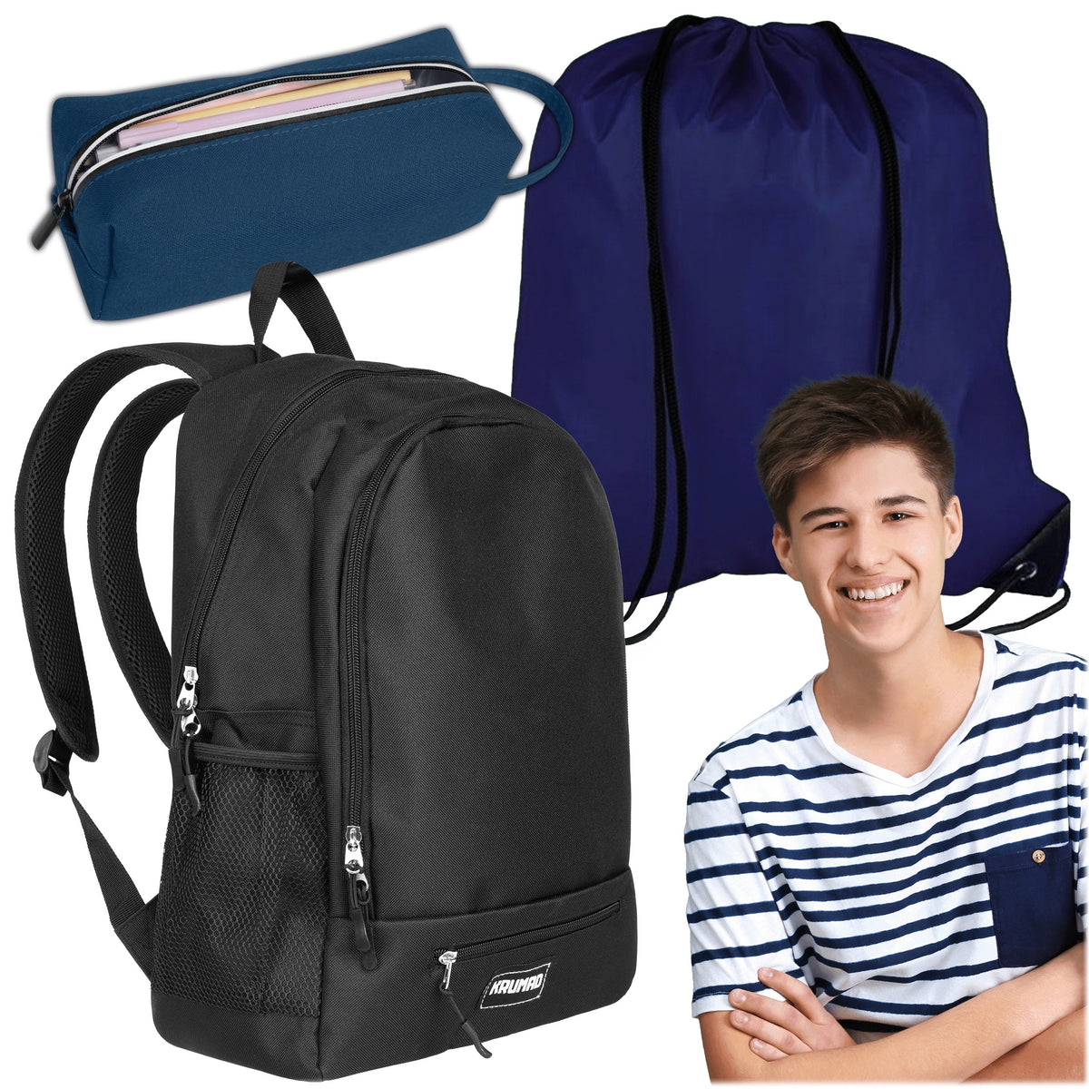SCHOOL SET BACKPACK PENCIL CASE SCHOOL BAG FOR BOY NAVY SCHOOL