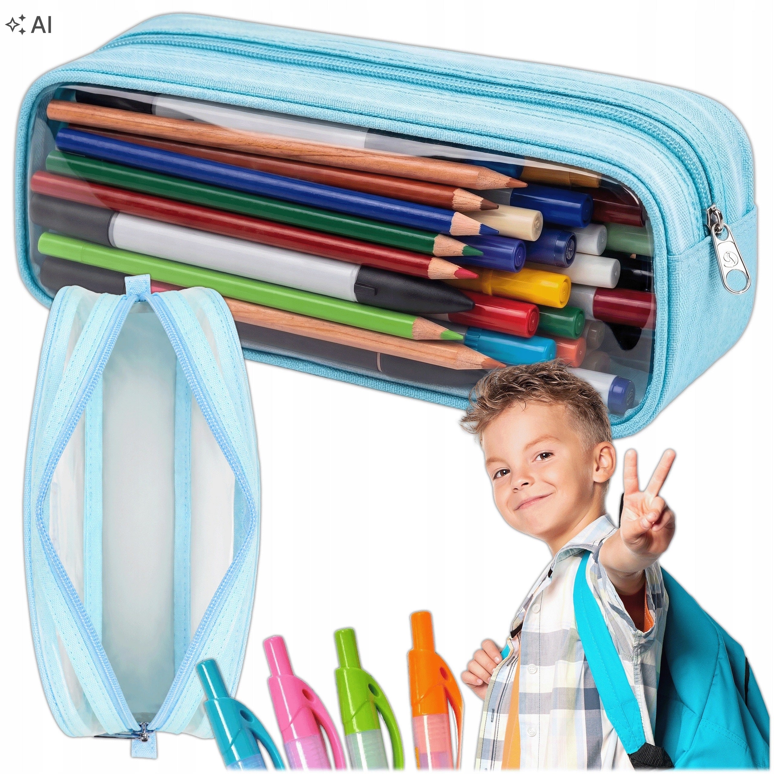 SCHOOL SET BACKPACK PENCIL CASE SCHOOL BAG FOR GIRLS BLUE Brand no brand
