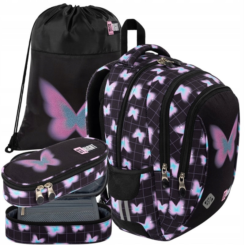 SCHOOL SET BACKPACK pencil case bag Pastel Butterfly