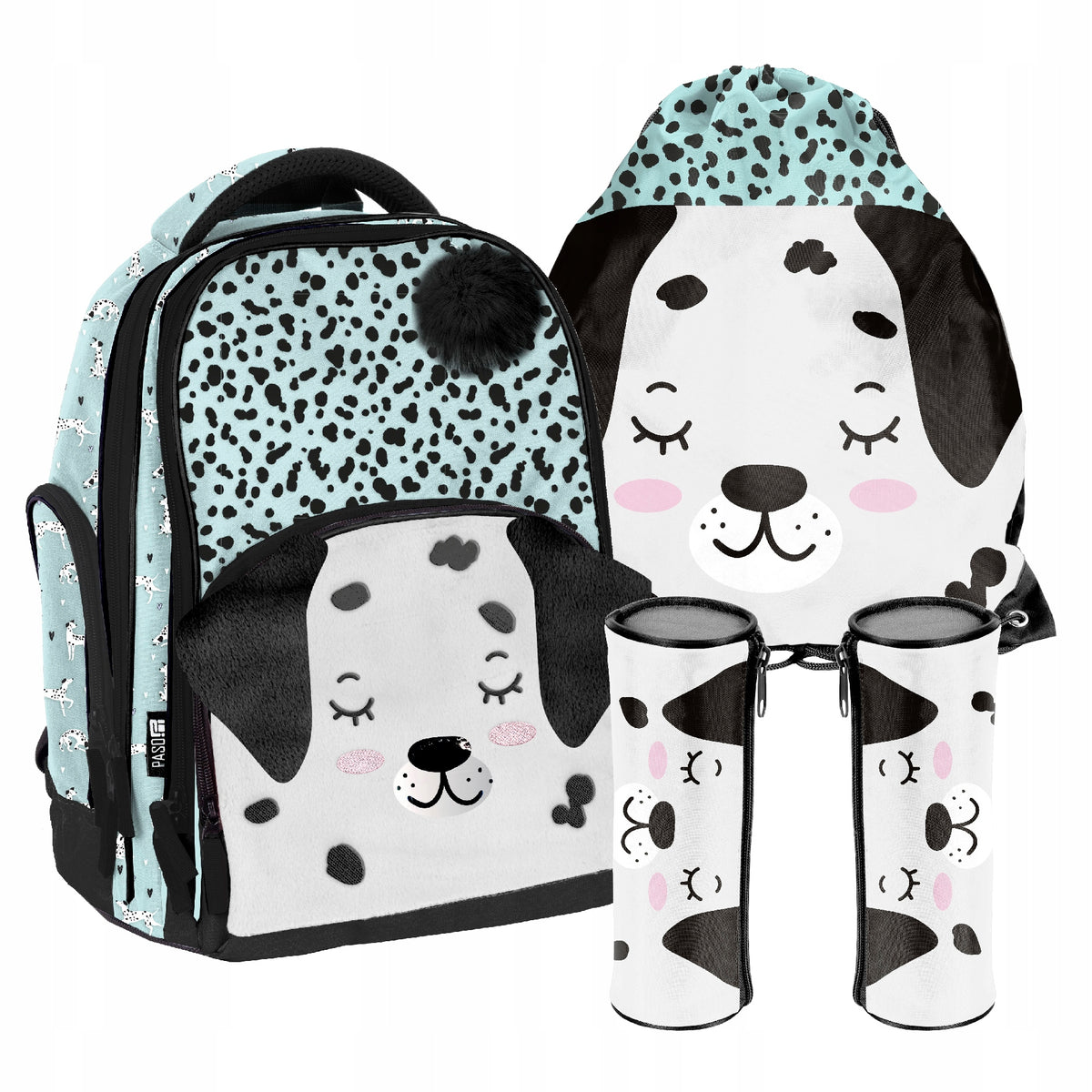 SCHOOL SET PASO DOG BACKPACK PLUSH BAG PENCIL CASE MINT GIRL