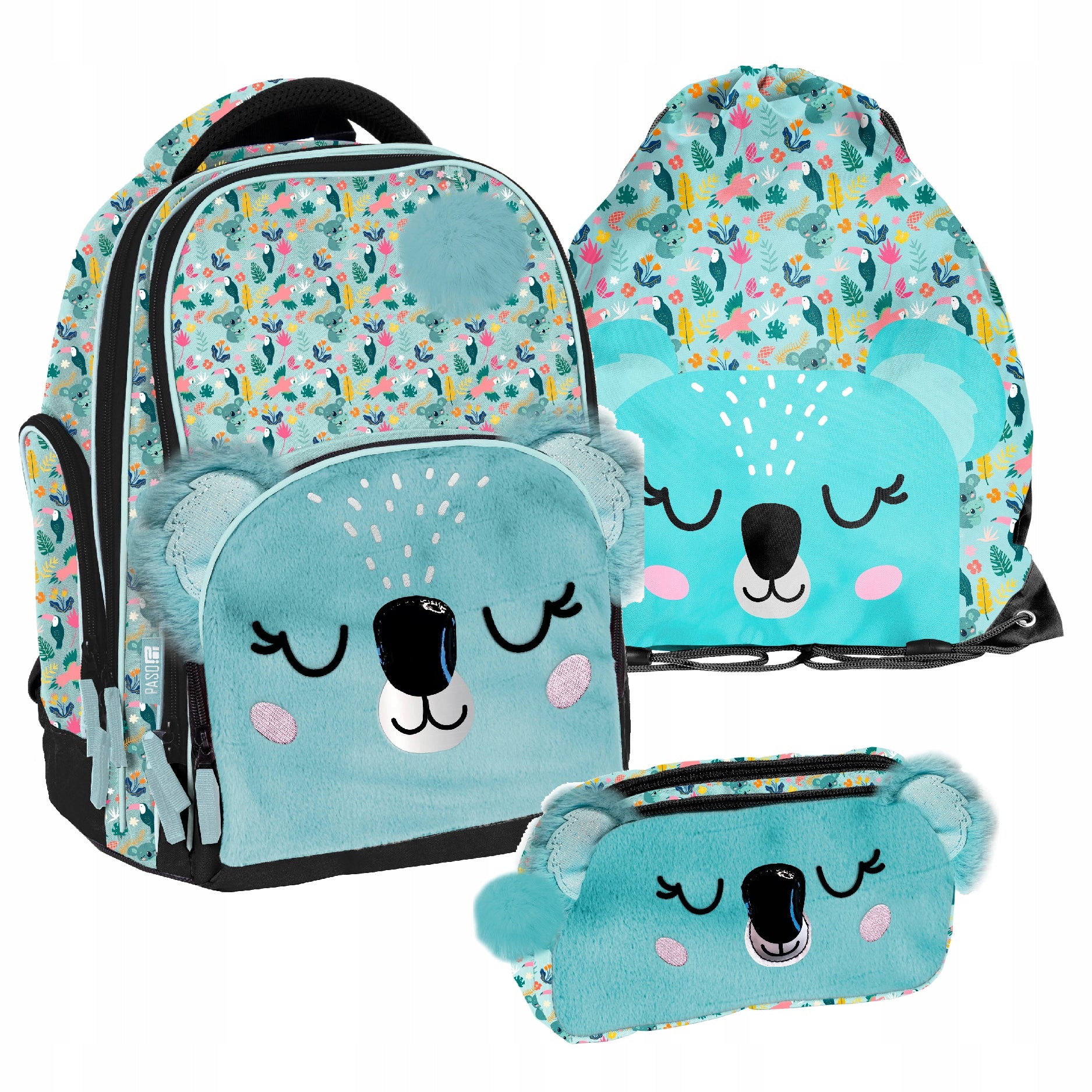 SCHOOL SET PASO KOALA BACKPACK PLUSH BAG PENCIL CASE GIRLS