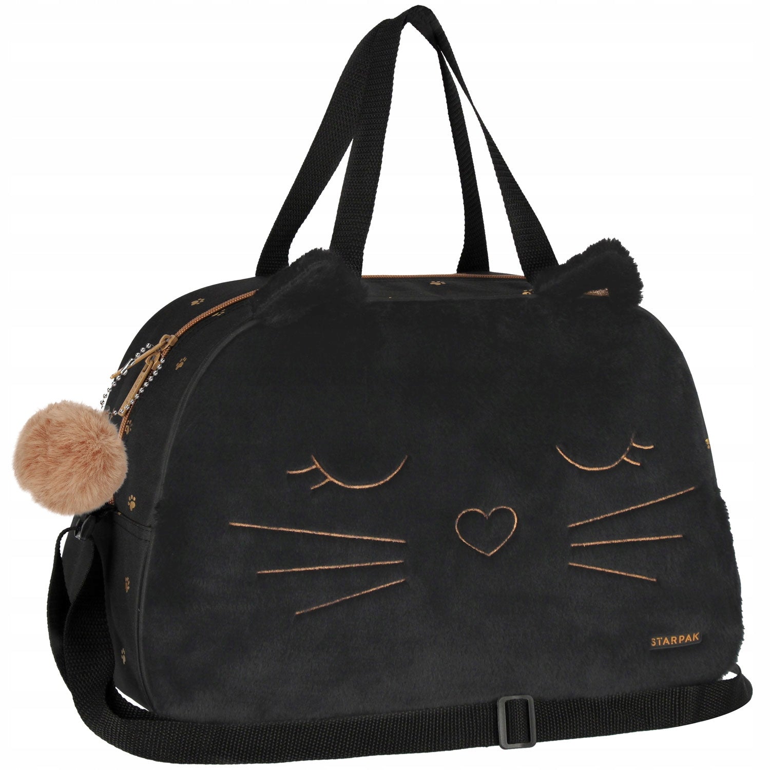 SCHOOL SPORTS BAG FOR SWIMMING POOL WF FOR GIRLS BLACK PLUSH CAT
