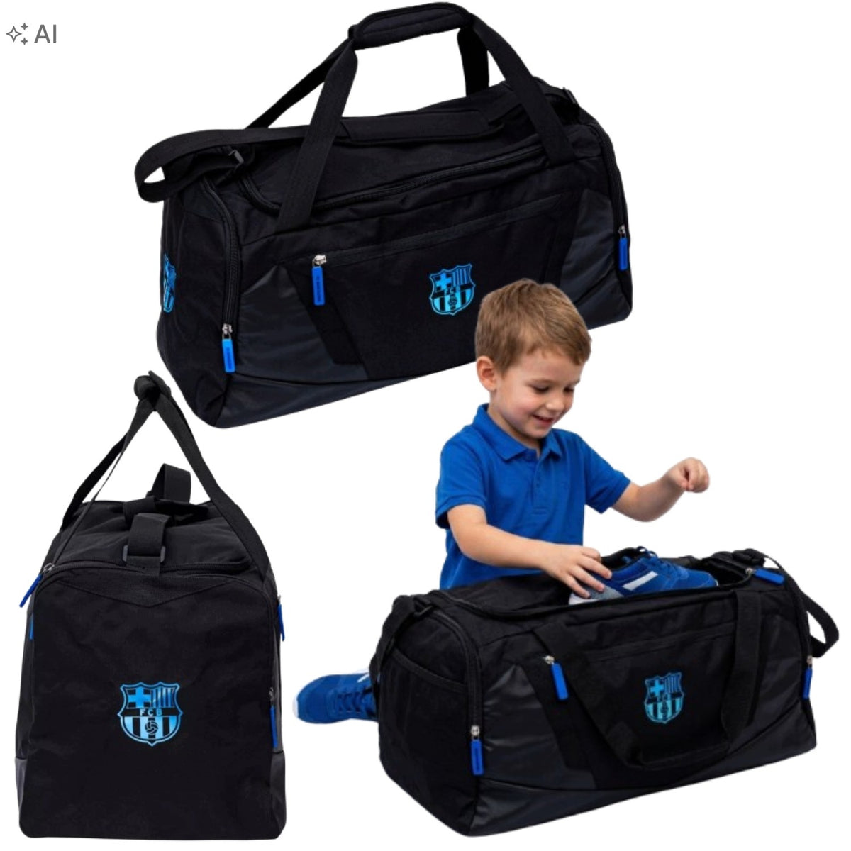SCHOOL TRAINING BAG FC BARCELONA ASTRA BLACK FOR TRAINING FOR A BOY
