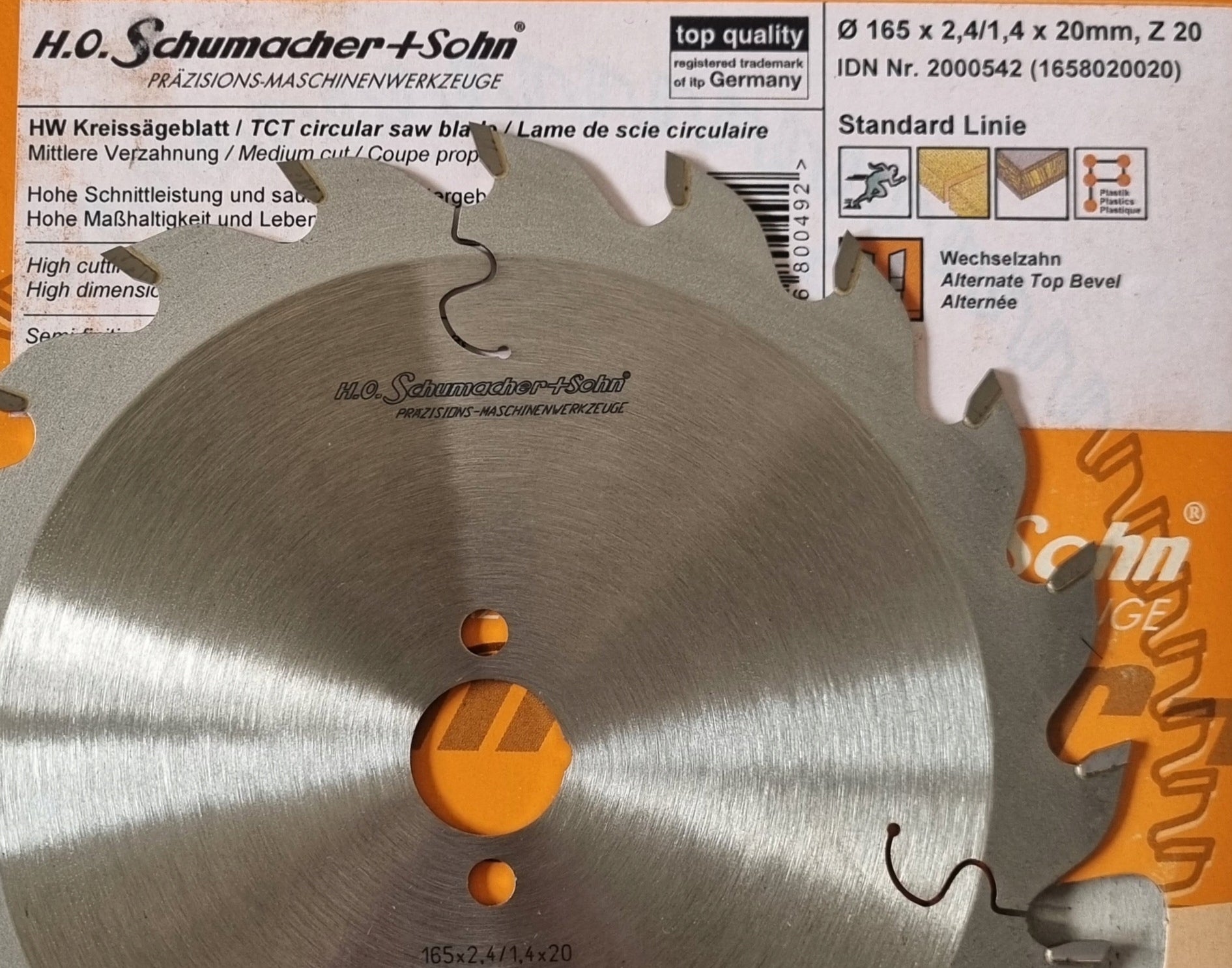 Holztrennscheibe 165 x 2,4/1,4 x 20 mm, Z-20 HO Schumacher+Sohn 