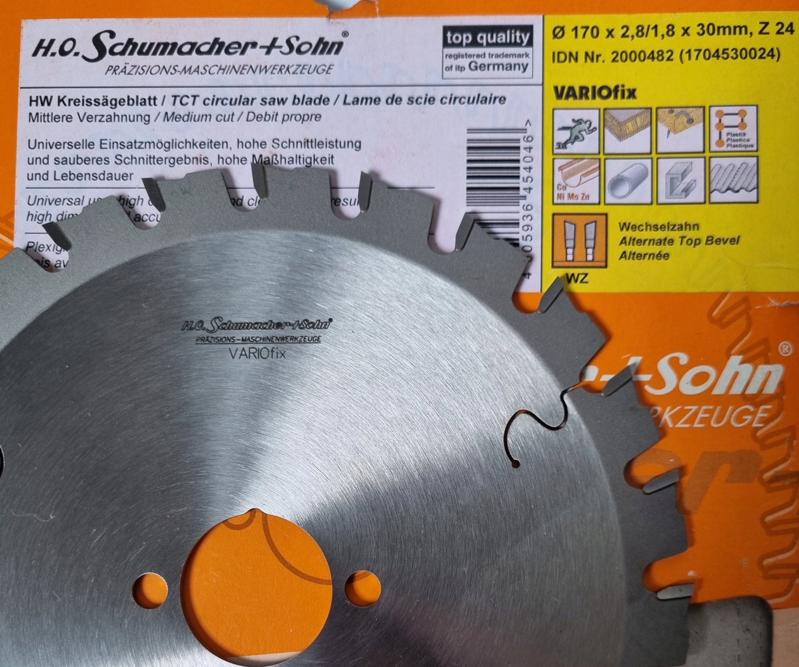 Holztrennscheibe, 170 x 2,8/1,8 x 30 mm, Z-24 HO Schumacher+Sohn 