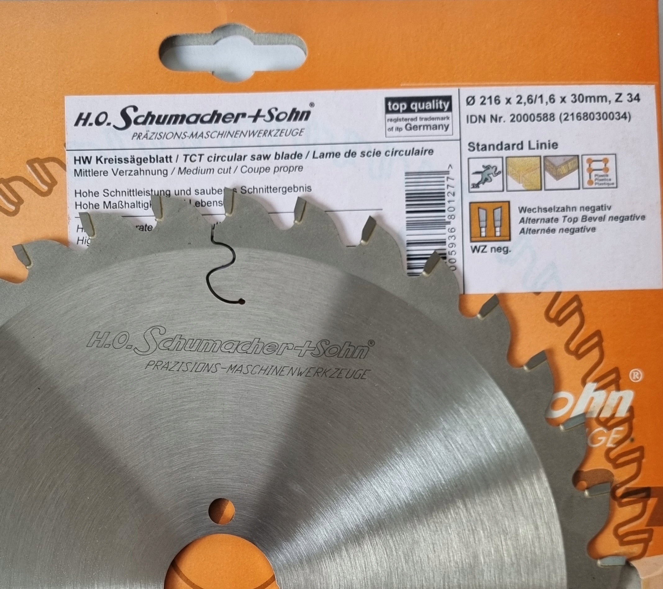 Holztrennscheibe, 216 x 2,6/1,6 x 30 mm, Z-34 HO Schumacher+Sohn 