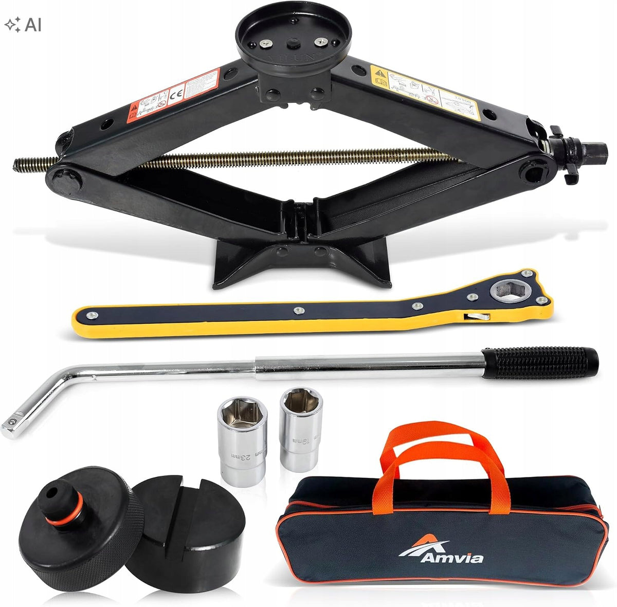 SCISSOR LIFT 2T CAR JACK TESLA SET BLACK 2000KG