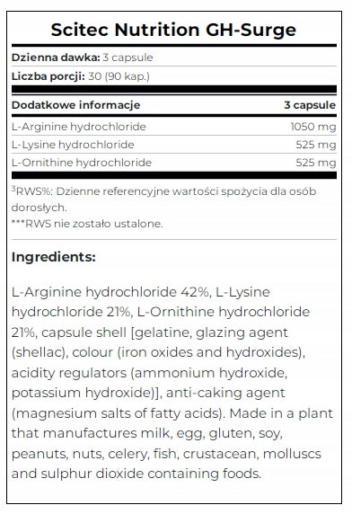 SCITEC GH SURGE 90 KAPS ARGININE GROWTH HORMONE Packaging status original