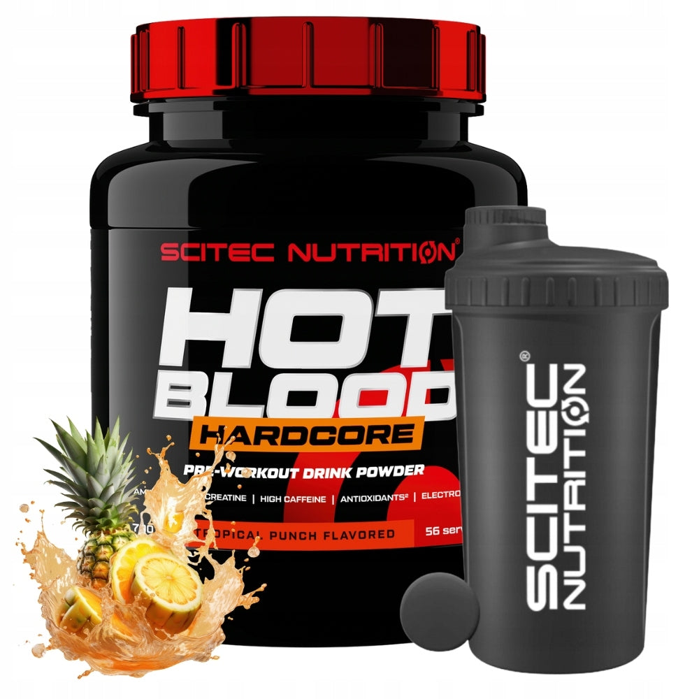 SCITEC HOT BLOOD HARDCORE PRE-WORKOUT 700G + SHAKER 700ML