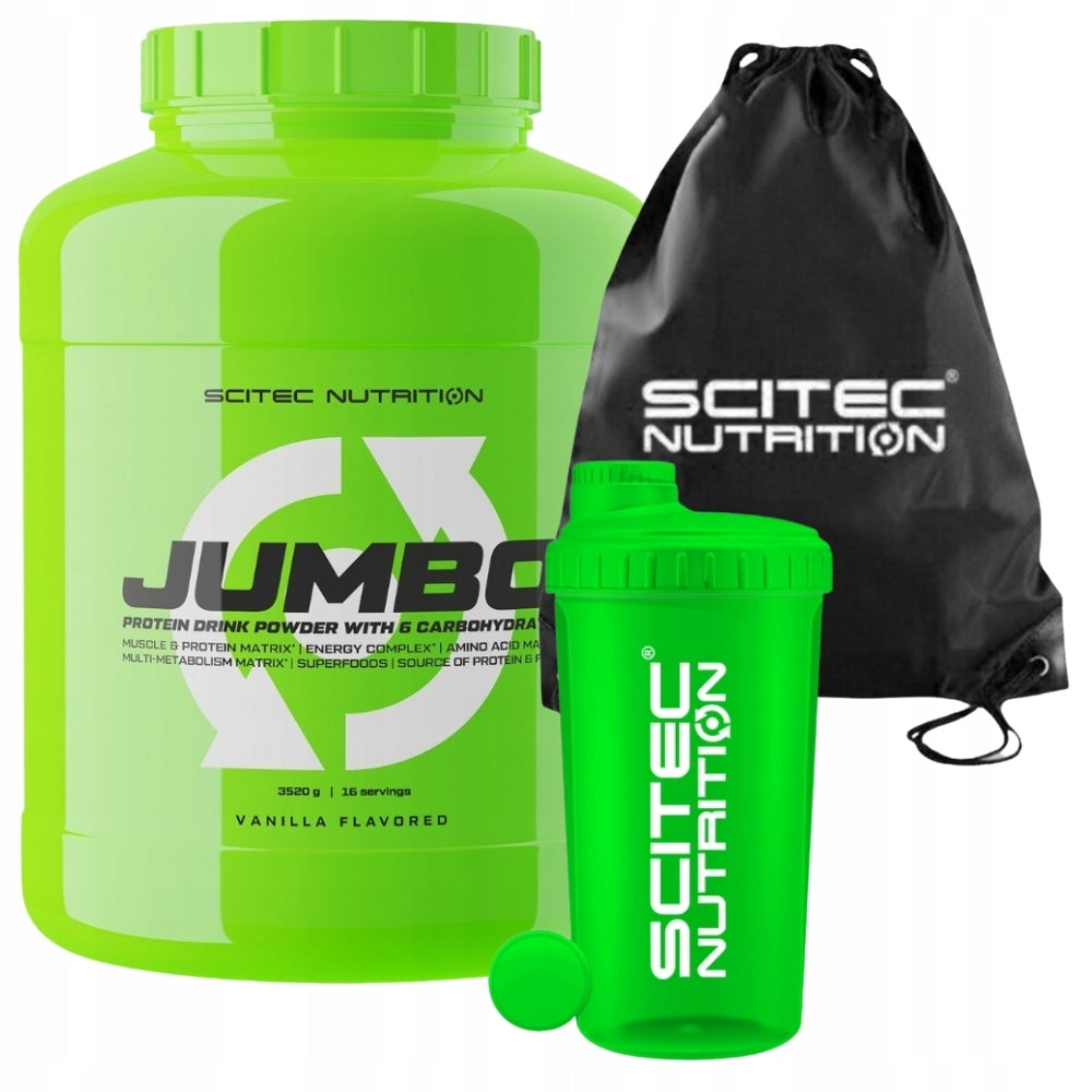 SCITEC JUMBO 3520g MUSCLE MASS PERFORMANCE + SHAKER + BAG SET Expiration date at least six months from the date of purchase