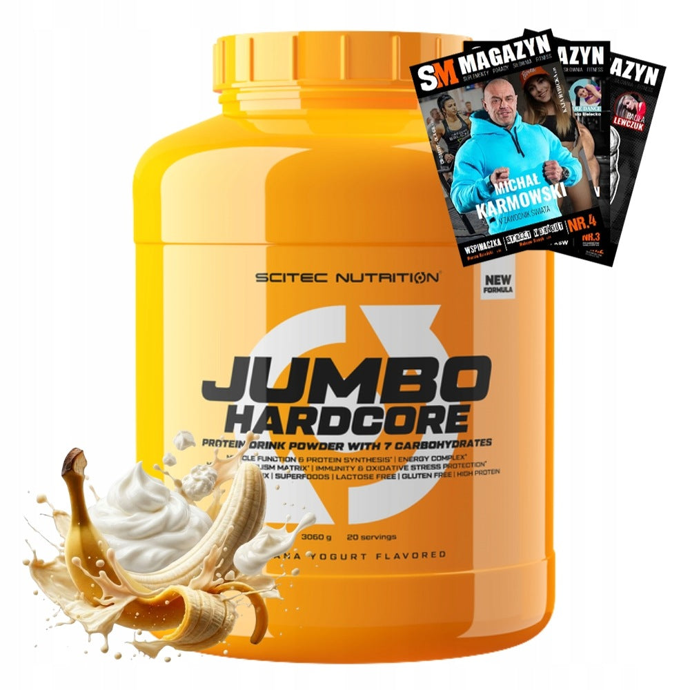 SCITEC JUMBO HARDCORE 3060 g GAINER PROTEIN WHEY BCAA WIT B6 C CREATINE