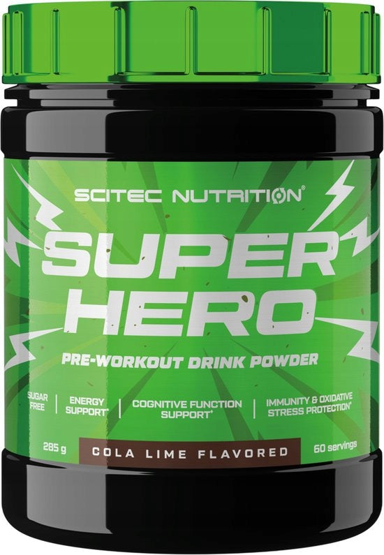 SCITEC SUPERHERO 285G PREWORKOUT FORCE PUMP COLA-LIME ARGININE GLUTATHIONE