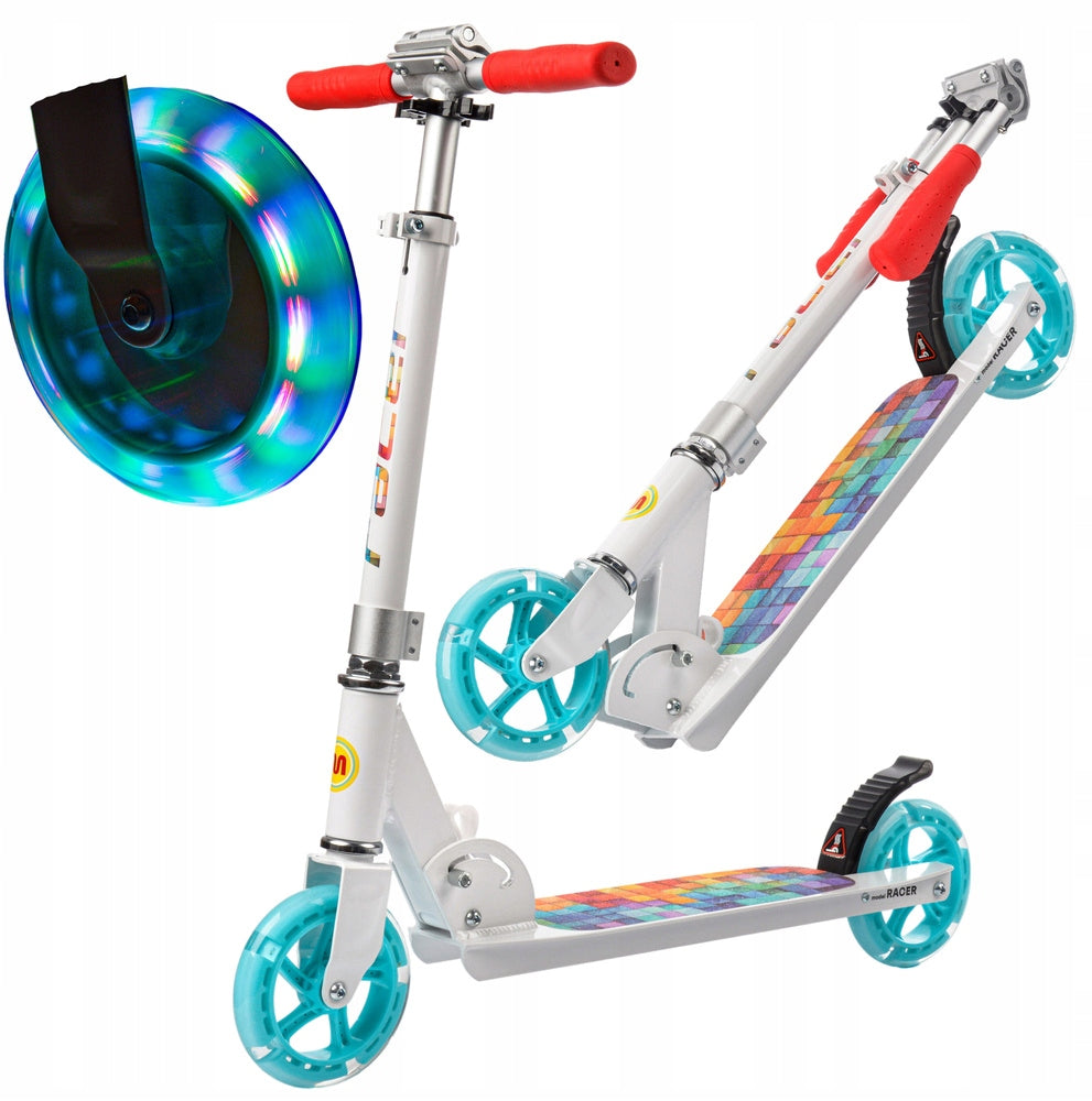 SCOOTER FOR CHILDREN METEOR RACER CUBE LED folding adjustable large platform