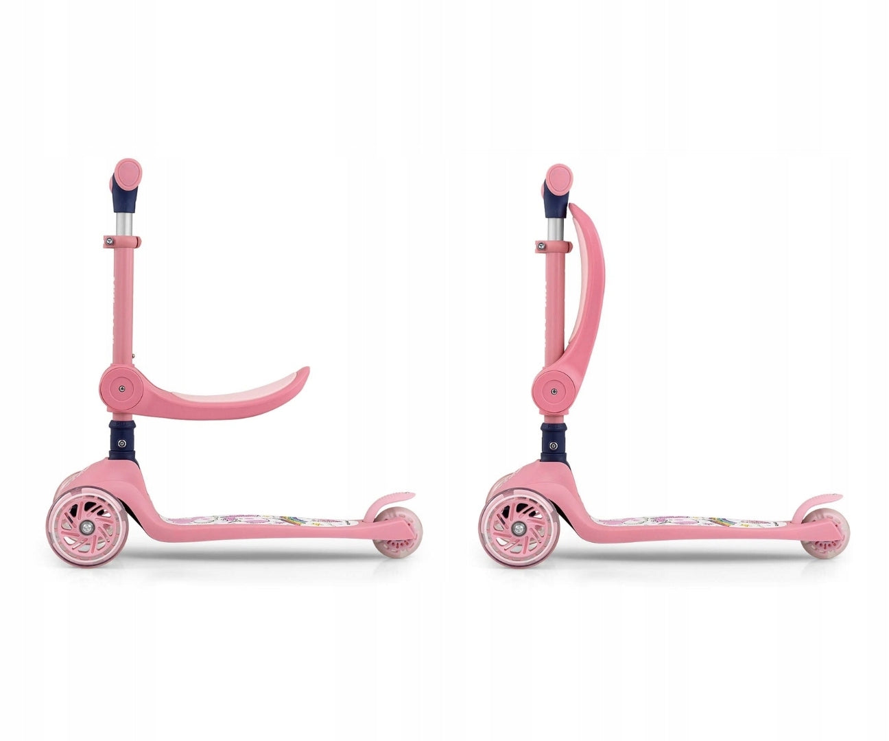 SCOOTER FUZZY CLASSIC PINK BALANCING LED ADJUSTMENT 2IN1 Kind tri-wheeled